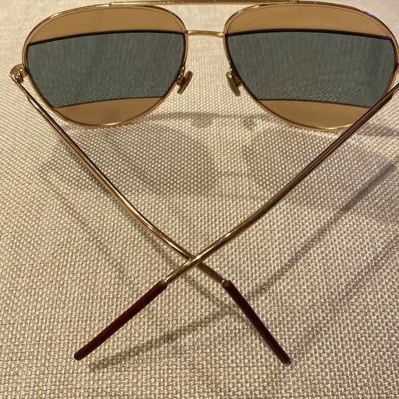 Christian Dior CD mirrored split gold aviator sunglasses 😎 with case Italy made - Picture 3 of 16